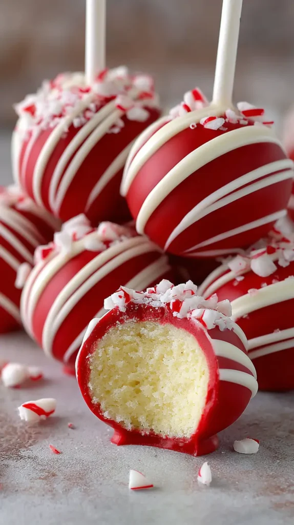 peppermint striped cake pops