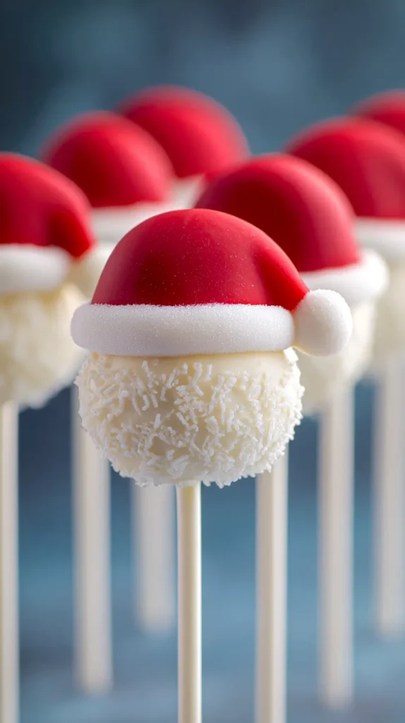 santa hat cake pops