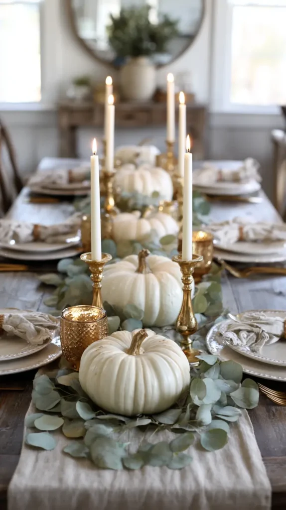 white pumpkin tablescape