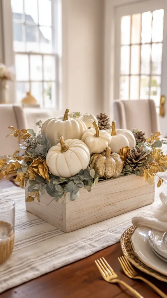 pumpkin and greenery centerpiece