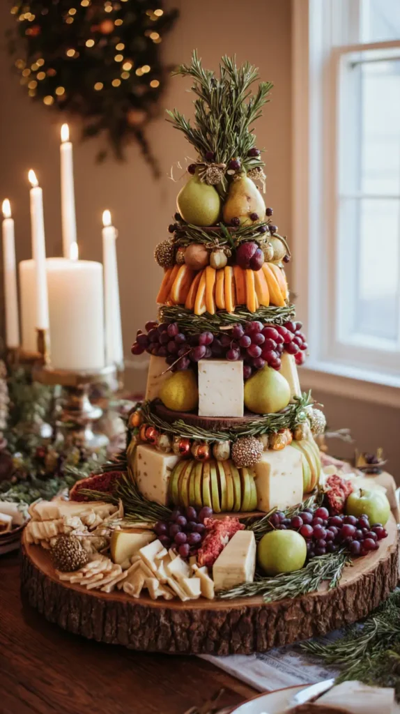 Christmas tree-shaped grazing table, standing tall