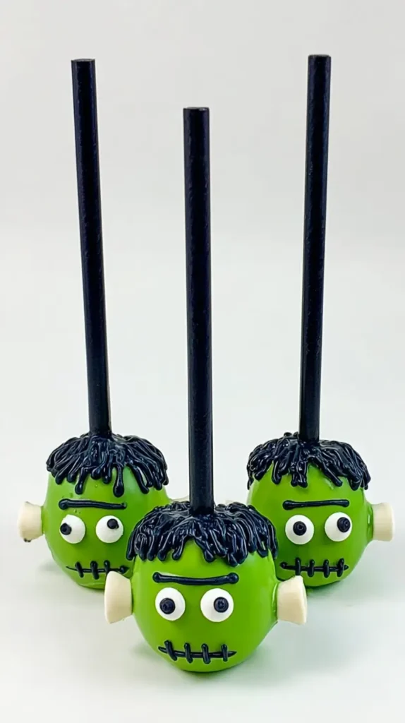 3 Frankenstein cake pops