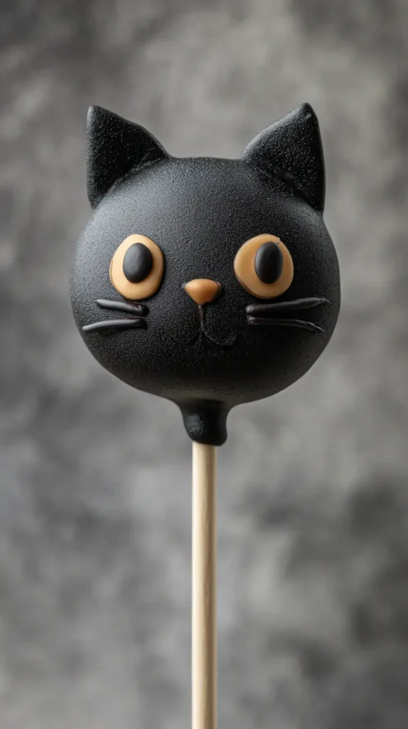 black cat cake pop for Halloween