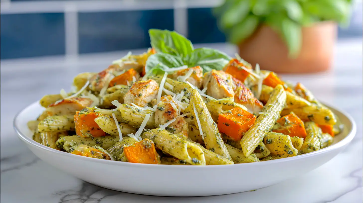 butternut squash pesto chicken pasta