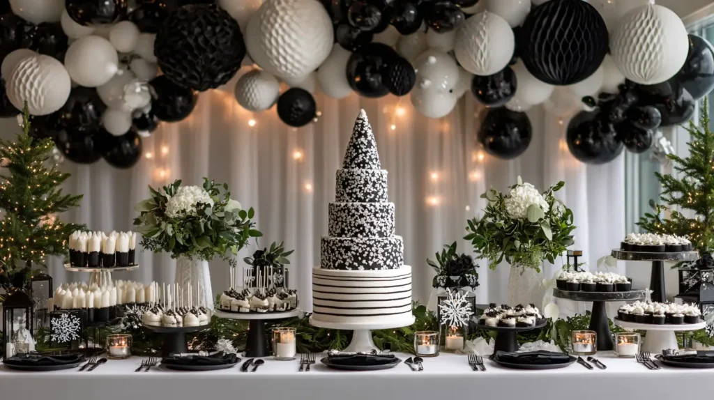 black and white Christmas party themes