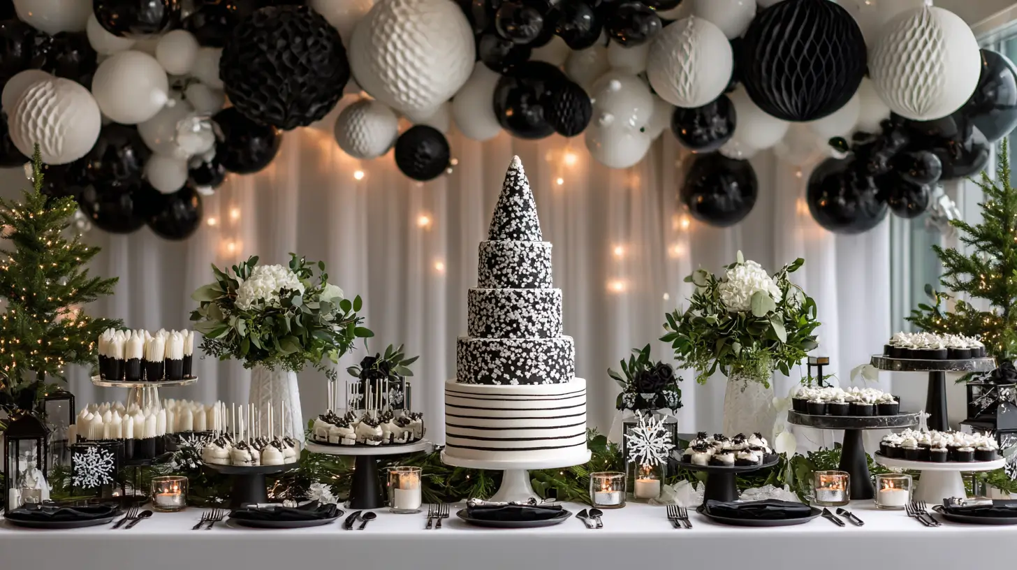 black and white Christmas party themes
