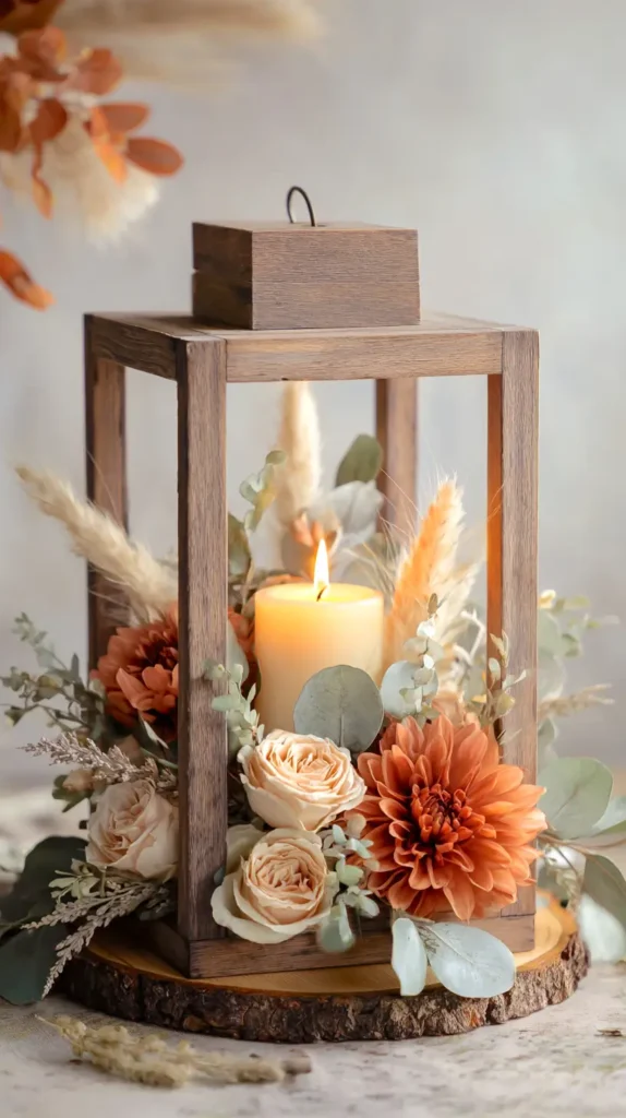 lantern, florals, candle, fall, autumn