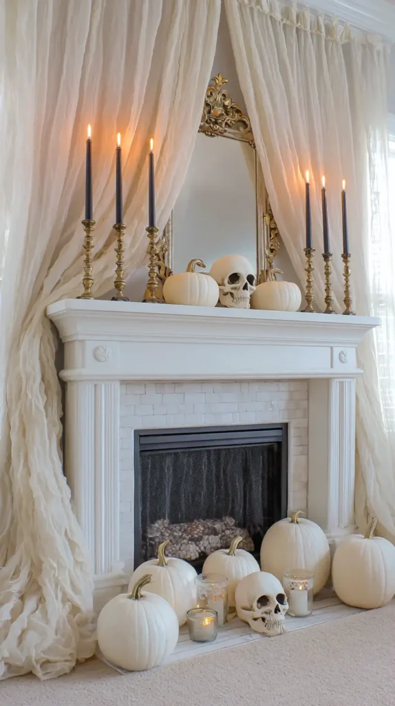 Halloween decorations indoor, mantle