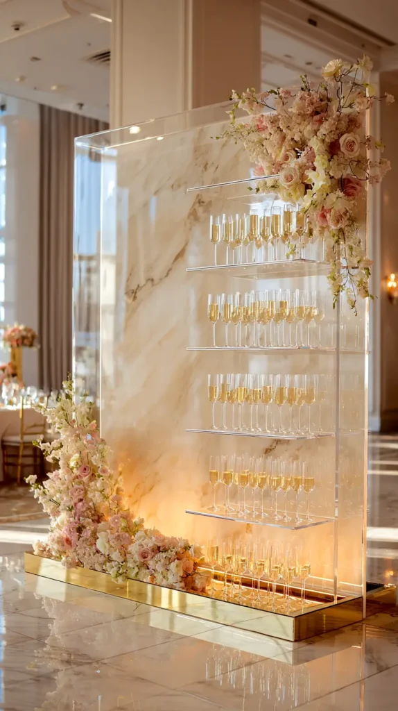 champagne glass wall