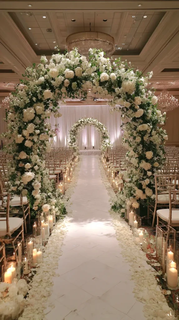 double flower arch aisle