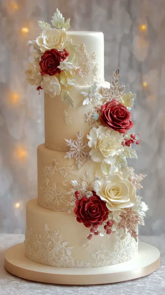 Christmas wedding tiered cake