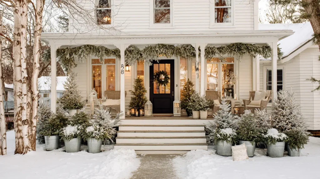front porch Christmas decor