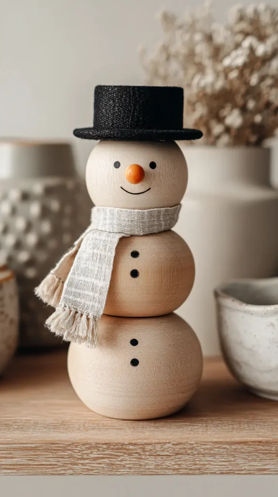 wooden bead snowman craft