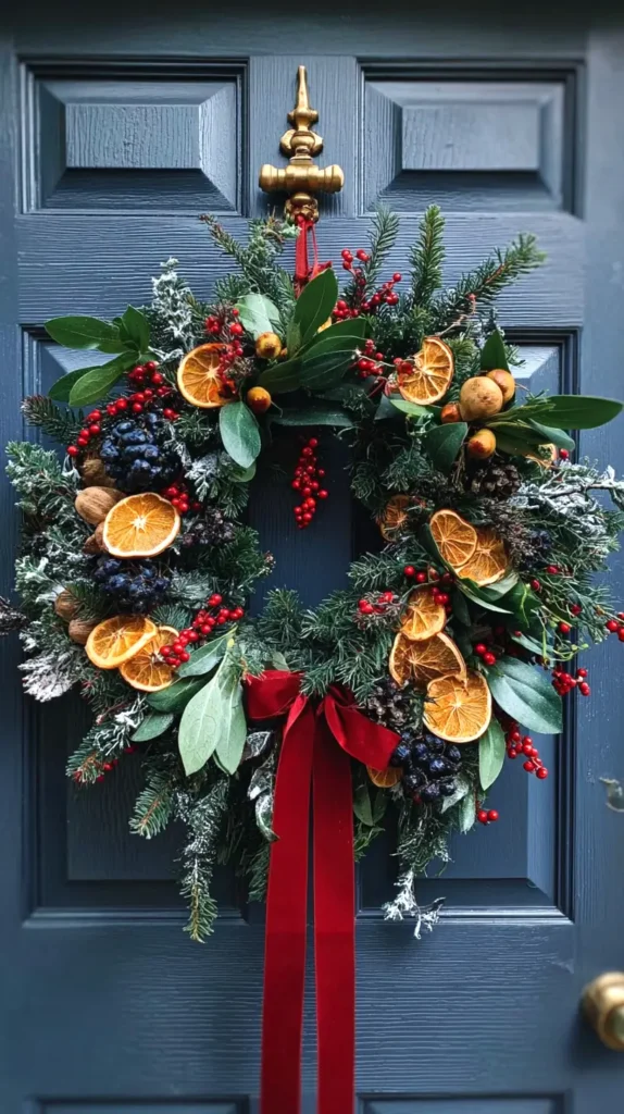dried orange and greenery wreath
