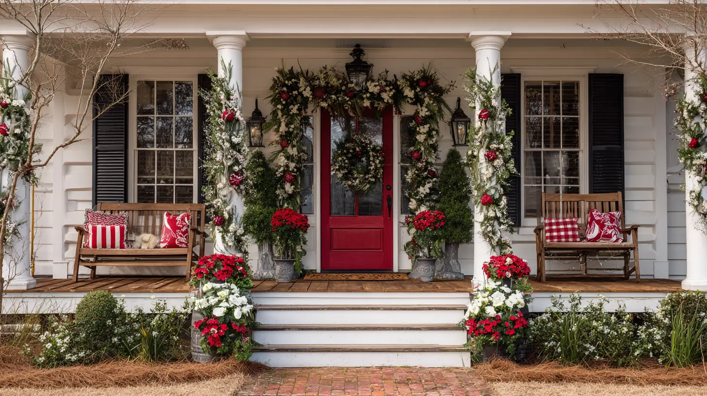 front porch Christmas decor