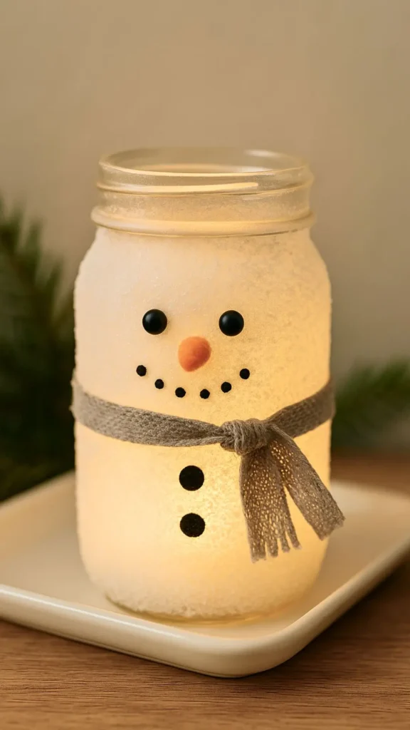 frosty snowman lantern jar