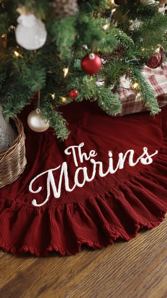 personalized Christmas tree skirt under the tree, crafts to sell