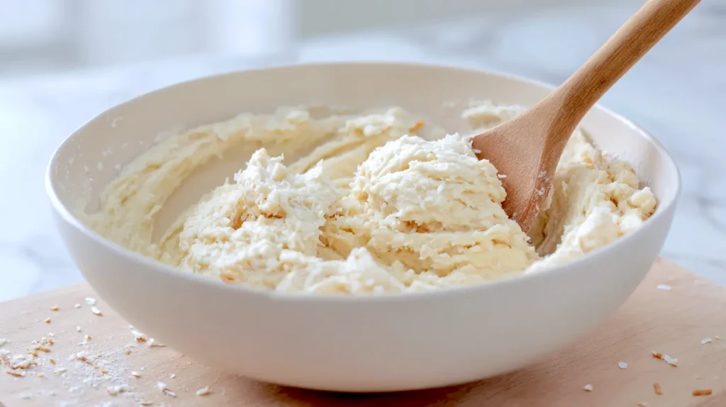 mixing dough in a bowl