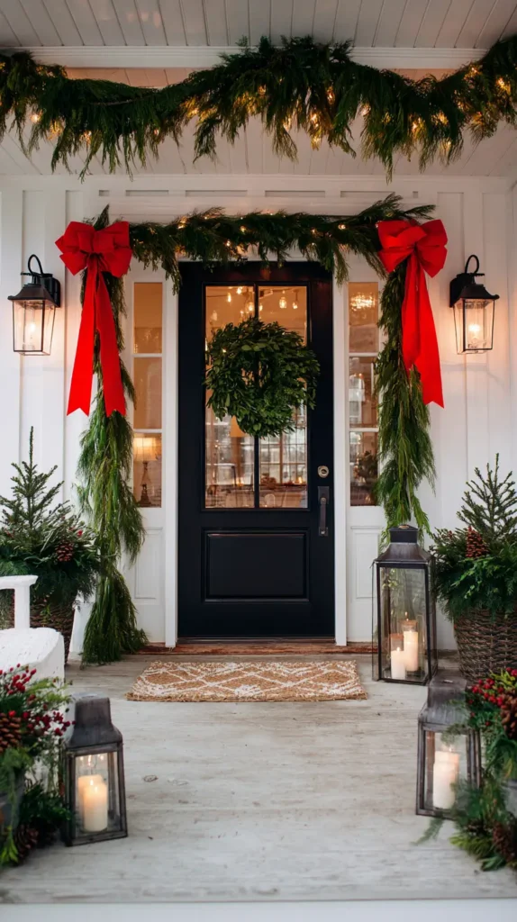 front porch Christmas decor