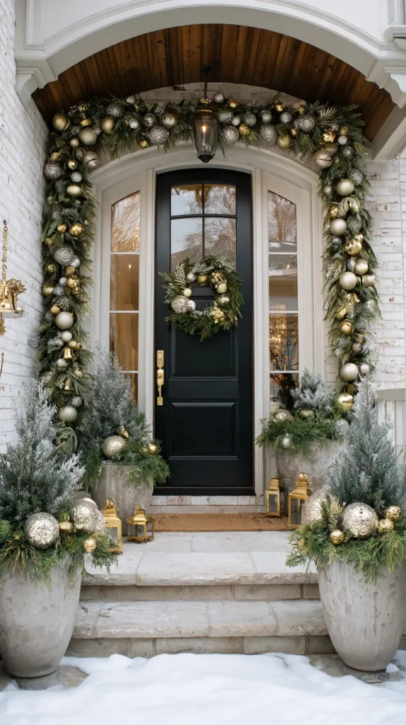 front porch Christmas decor