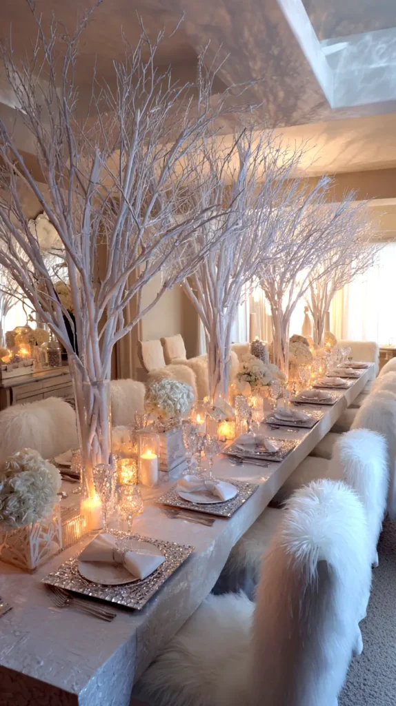 winter wonderland themed dining room
