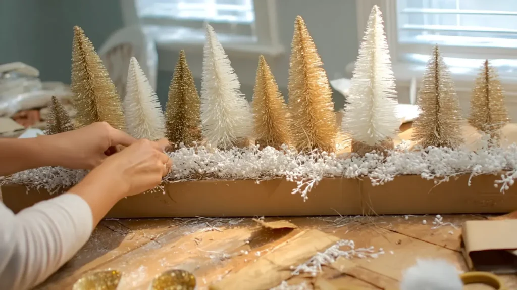 creating the base of your bottle brush Christmas tree centerpiece