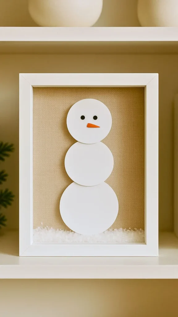 snowman craft process, shadow box