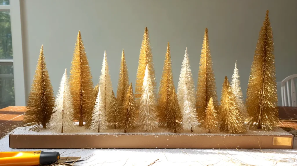 assembling the trees, Chrismtas centerpiece