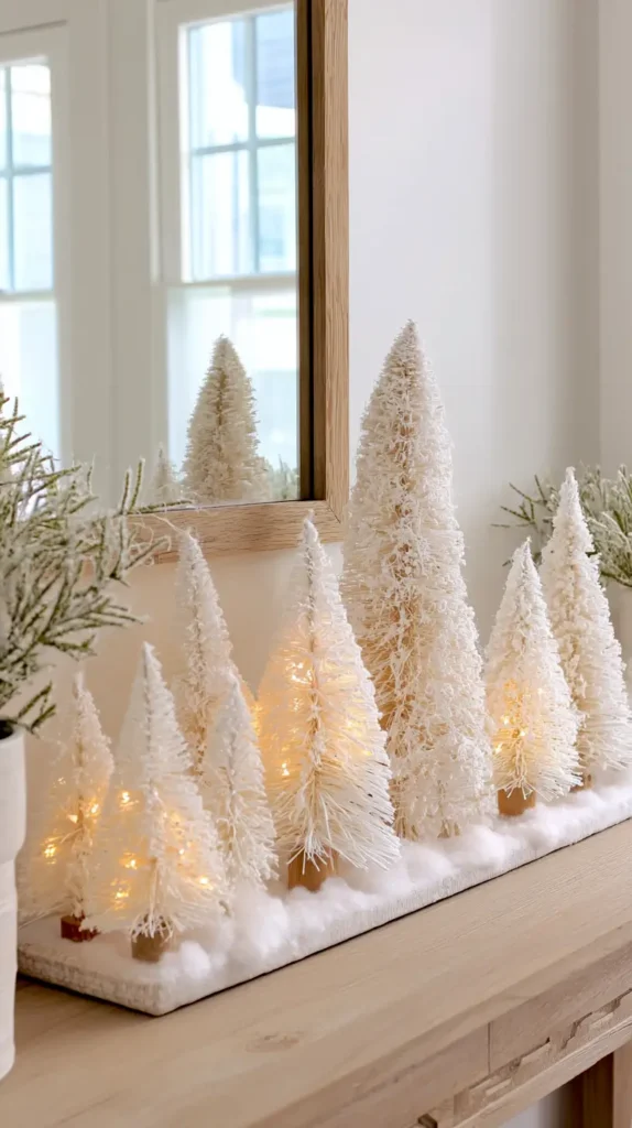 Christmas centerpiece, Dollar tree bottle brush trees