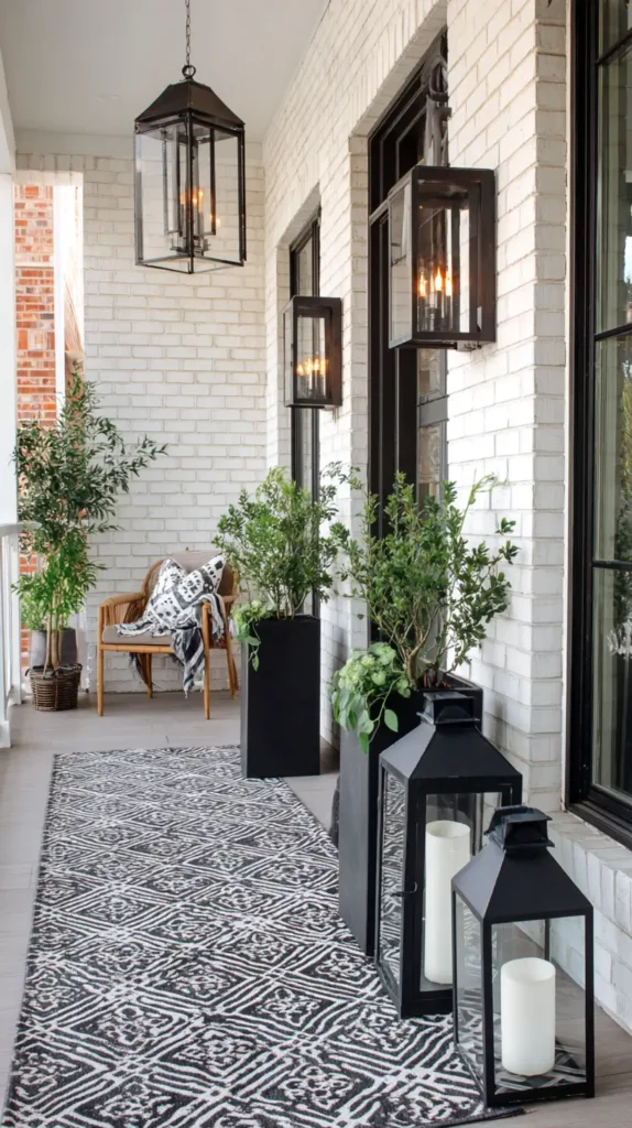 black and white decor outside of a home