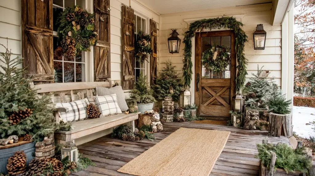 outdoor Christmas decorations, greenery