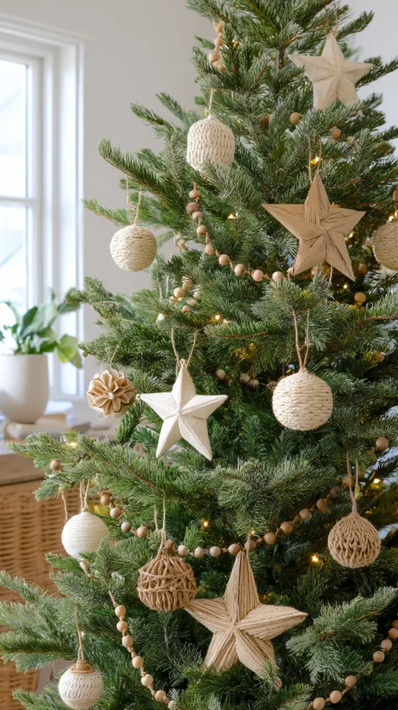 paper ornaments on a Christmas tree