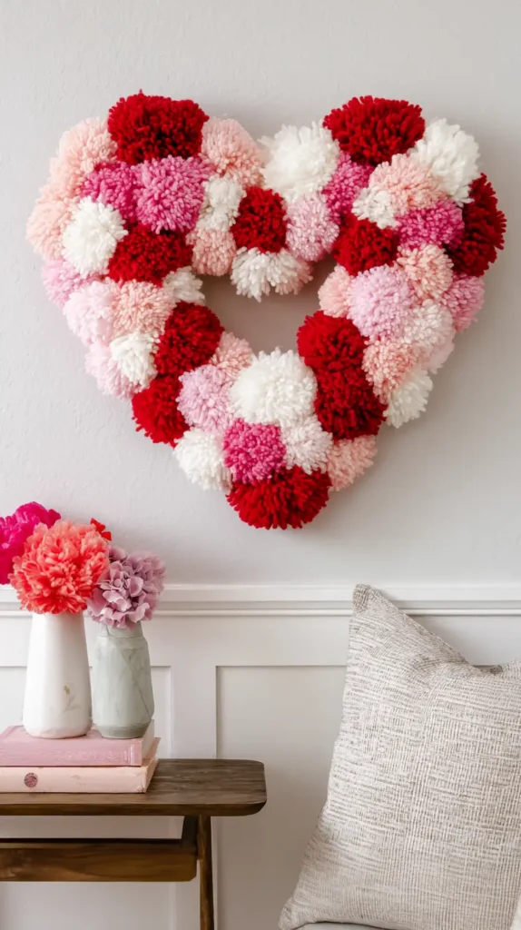 pom pom heart wall decor