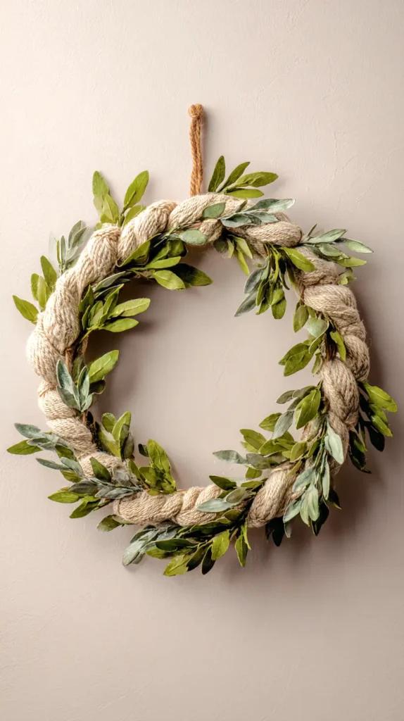 wreath of fabric and greens