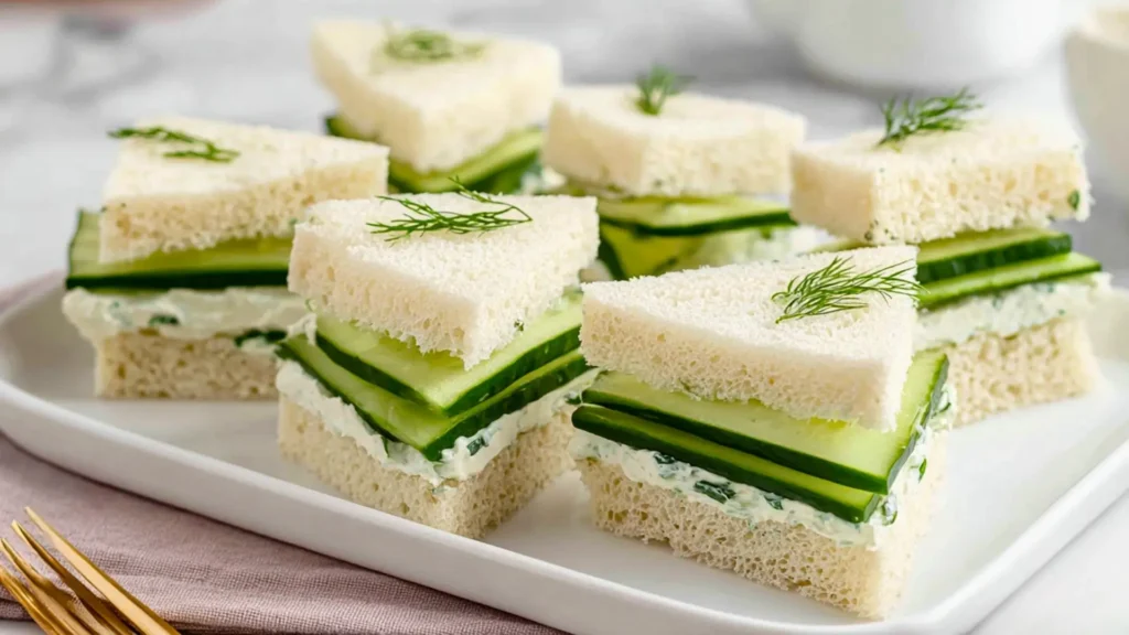 cucumber sandwiches, triangle shapes