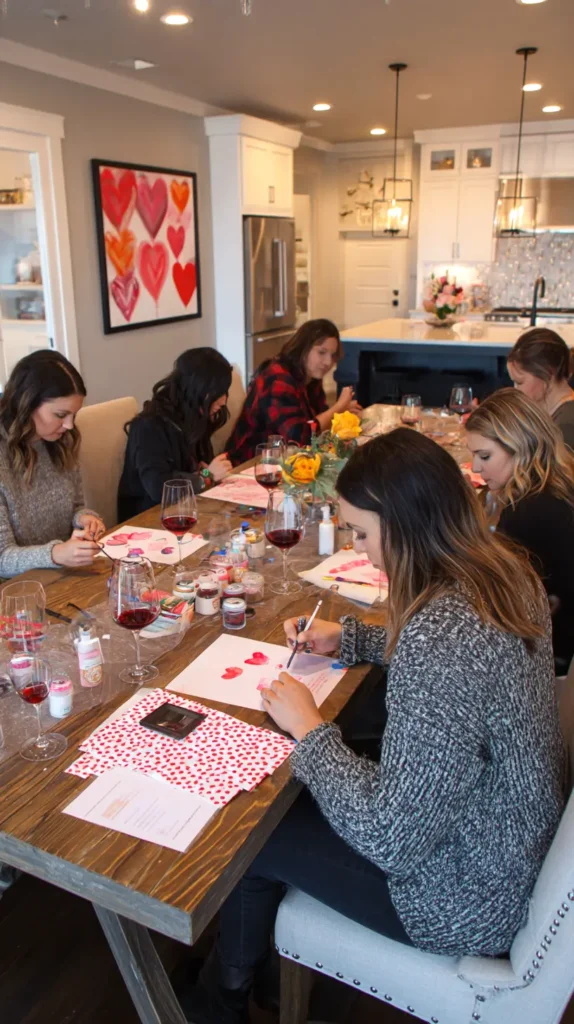 Galentines party decor, women painting crafts