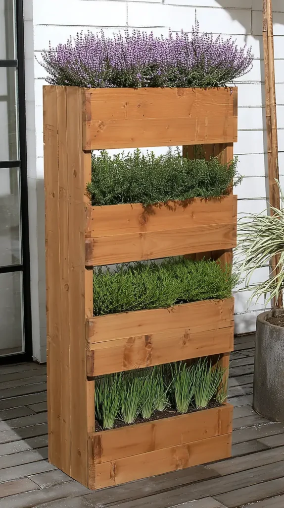 4-section cedar vertical planter box
