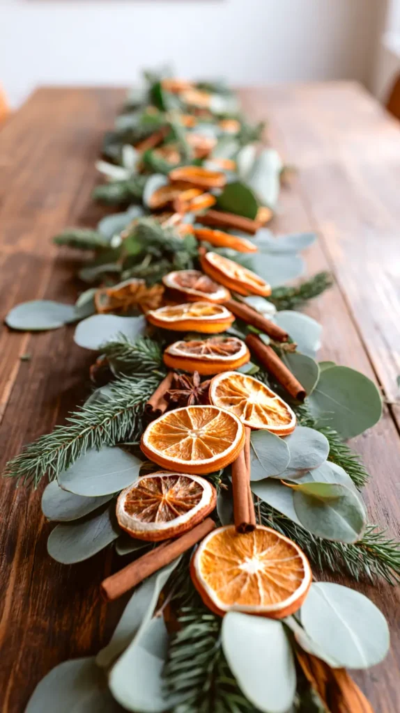 eucalyptus and dried orange centerpiece