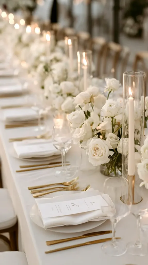 reception table, wedding candles