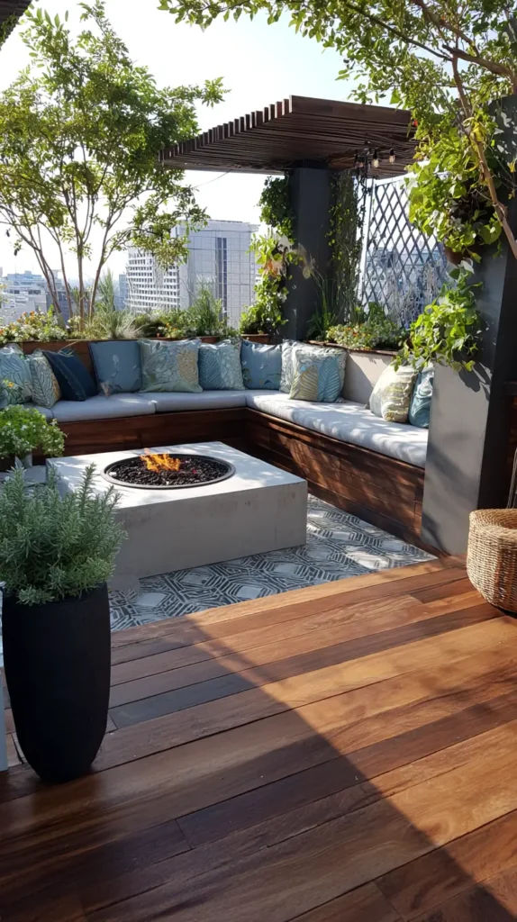 outdoor seating with fire pit