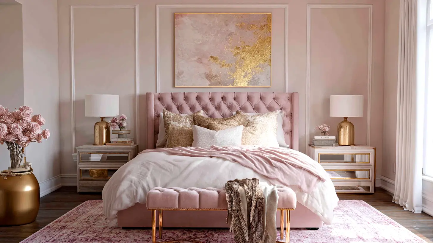 blush-colored master bedroom