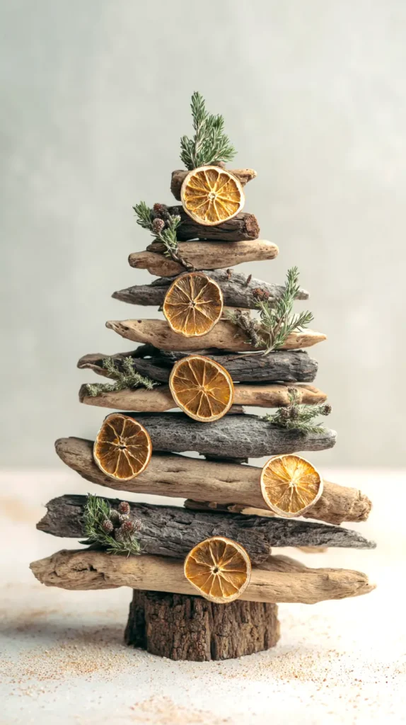 sustainable Christmas decorations, driftwood tree