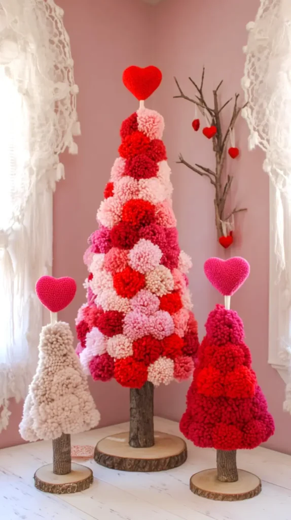 pom pom Valentine trees