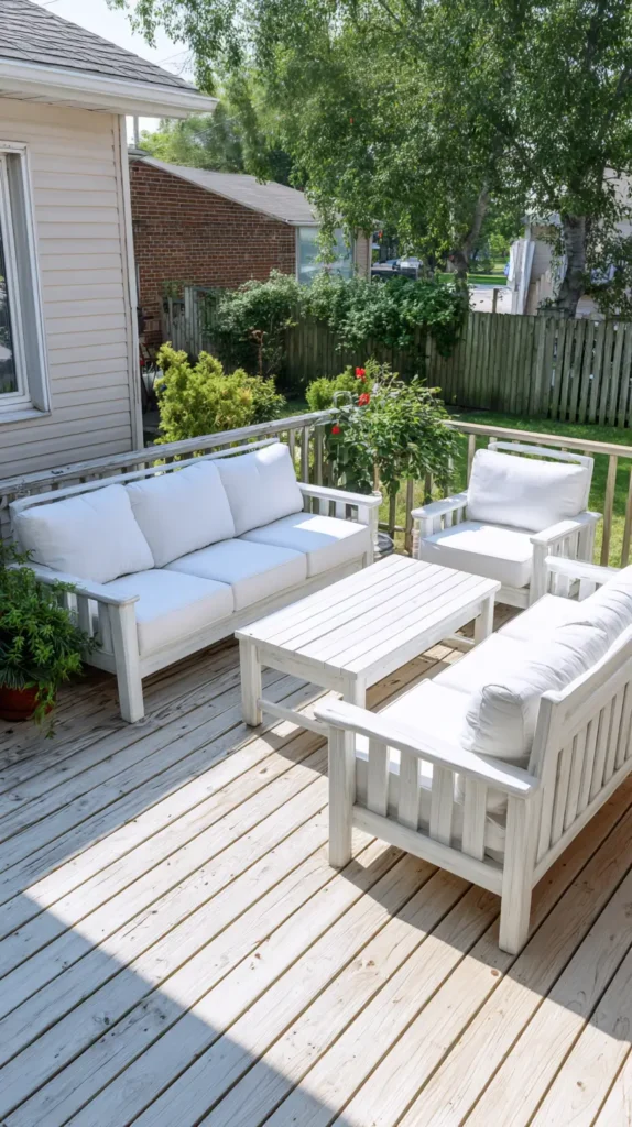 white-washed deck and furniture