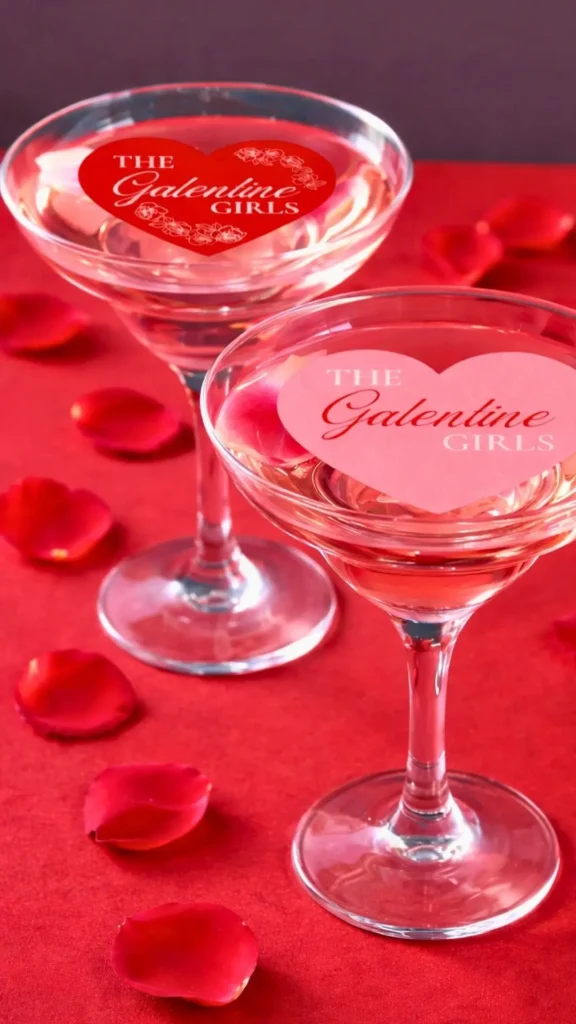 floating heart, cocktail, Galentines party