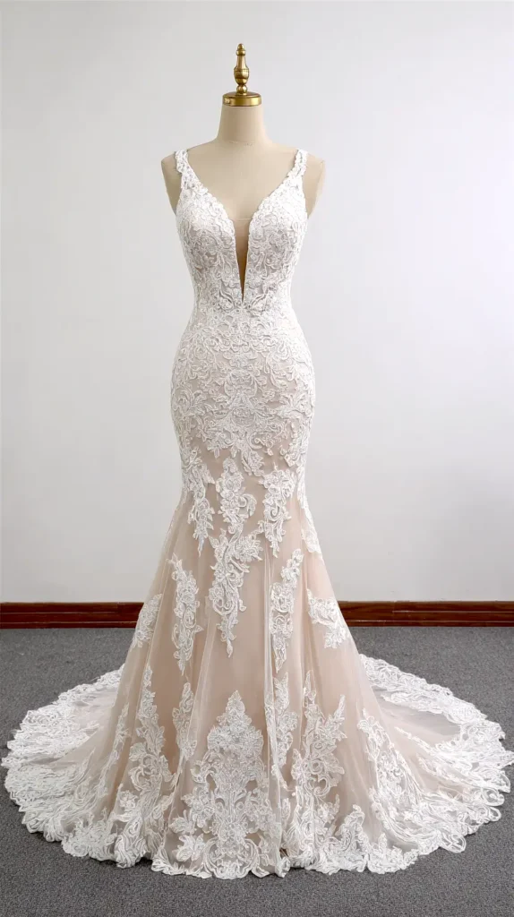 lace wedding dress on a mannequin
