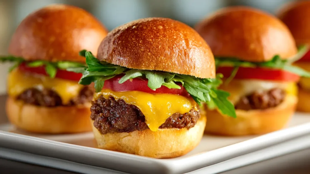 cheeseburger sliders with lettuce and tomato