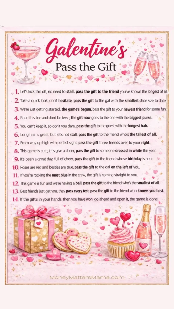 Galentine's pass the gift game