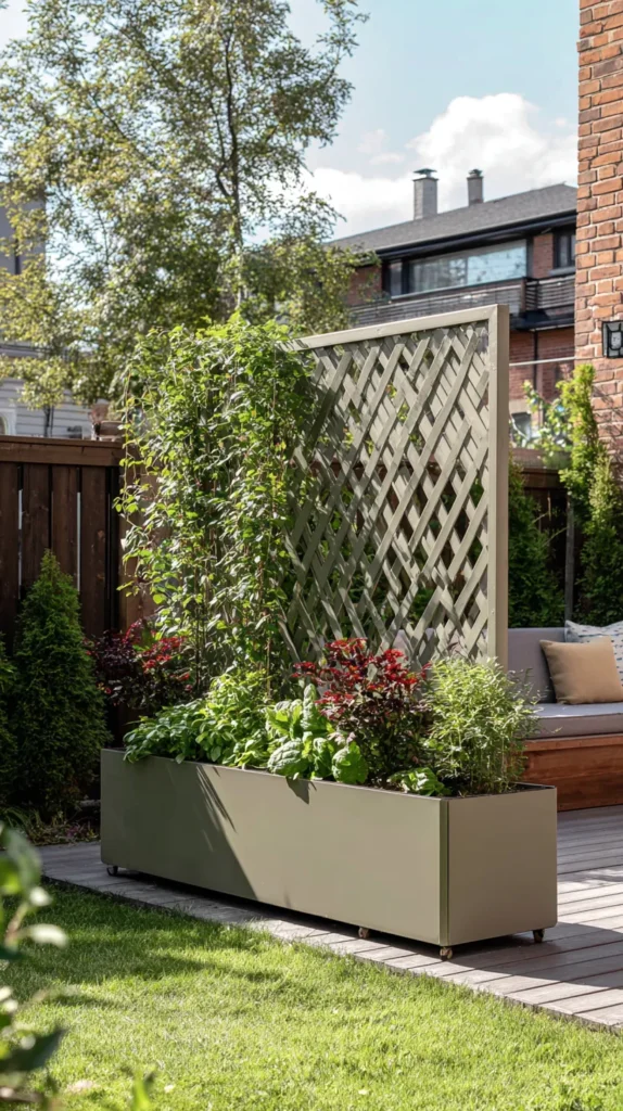 backyard privacy ideas, tall planter wall