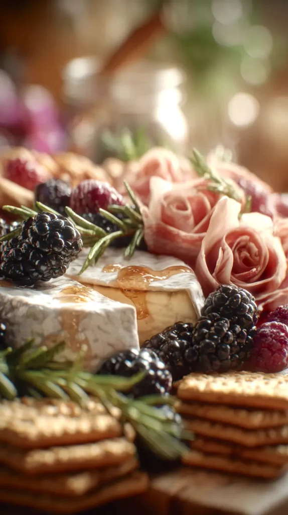 close-up of food and roses